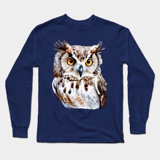 Watercolor Mysterious Owl Long Sleeve T-Shirt